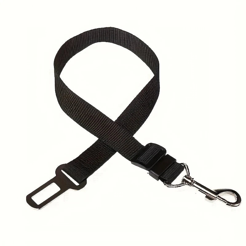 Black car seat belt with a clip