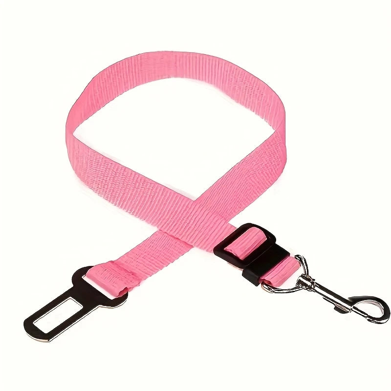 Pink dog seat belt with a clip