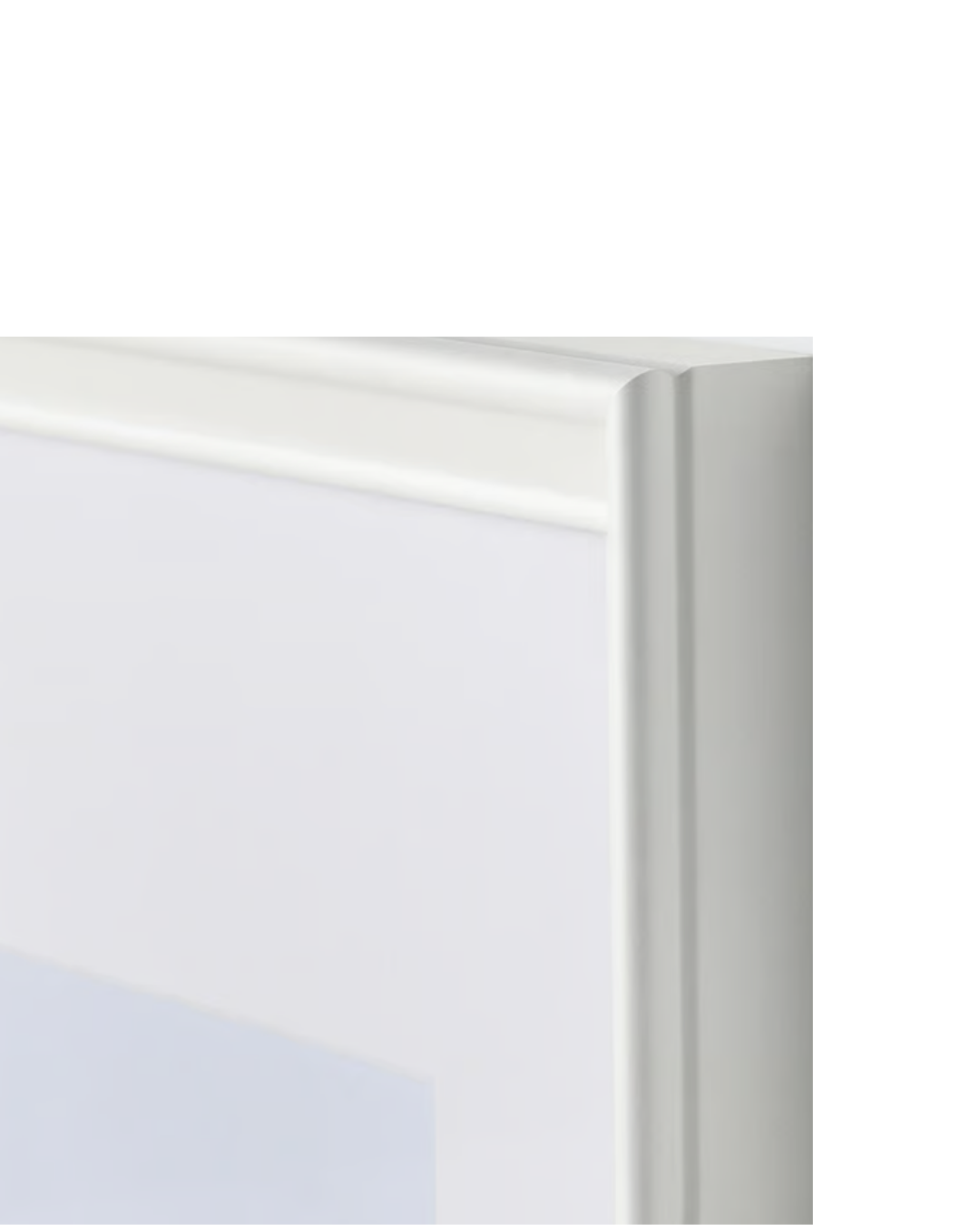 white pets and print frame