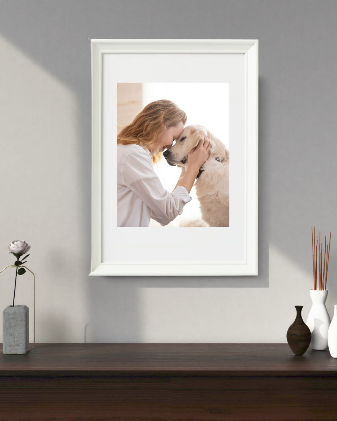 custom white pets frame
