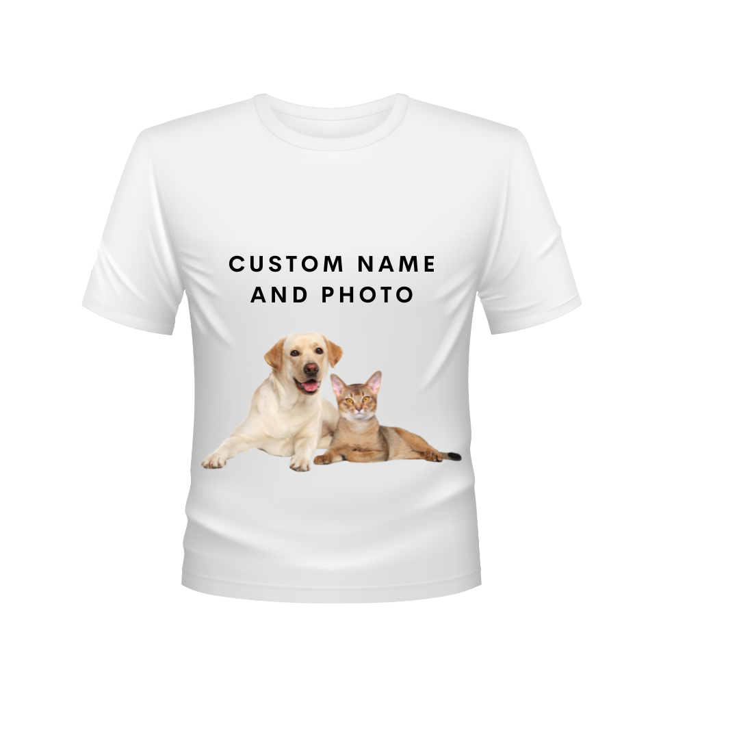 Custom cat photo T-shirt (women’s) — close-up of print