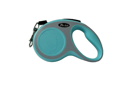 Turquoise and gray retractable dog leash